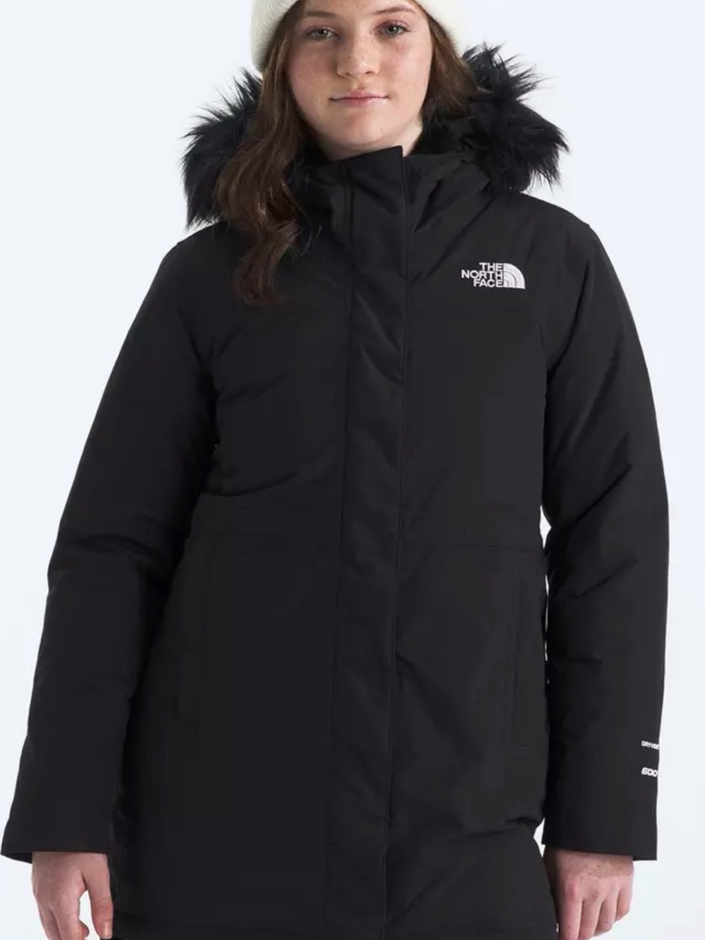 The North Face Youth Black Hooded Parka with Faux-Fur Trim
